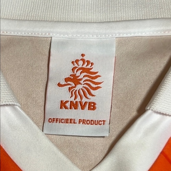 KNVB Netherlands Dutch Cup Soccer Football Lion Print Orange Polo Jersey sz XL - Picture 2 of 9